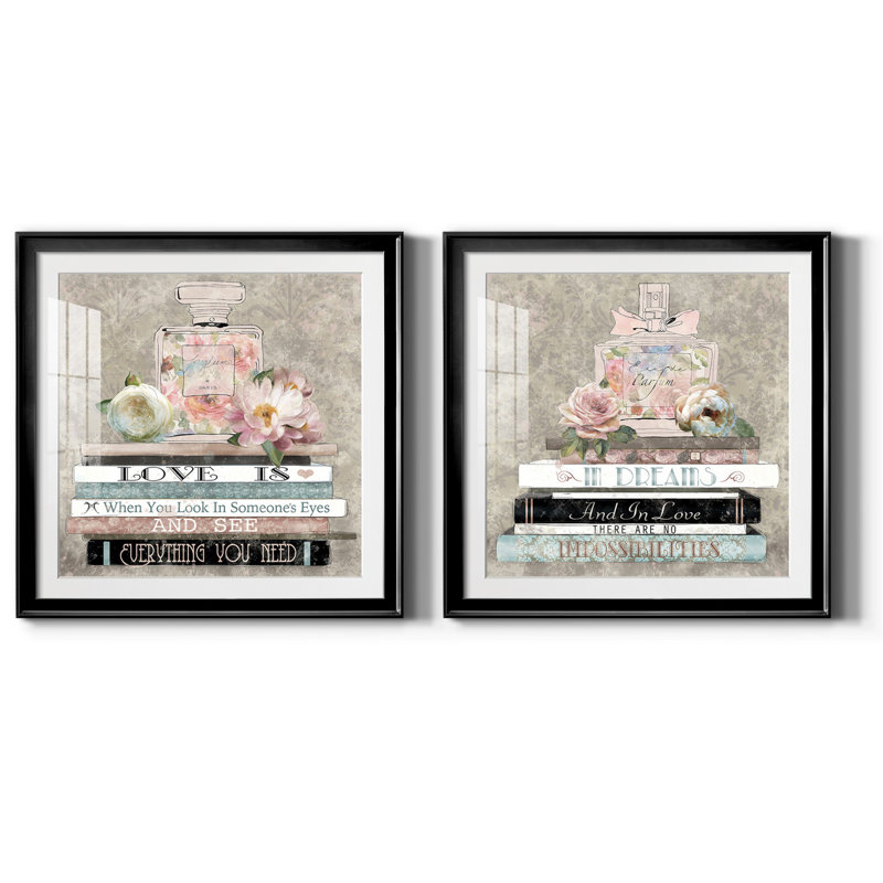 Perfume Love - ensemble de 2 reproductions de cadres photo, H 26,5 po x l 53 po x P 1,5 po, Noir