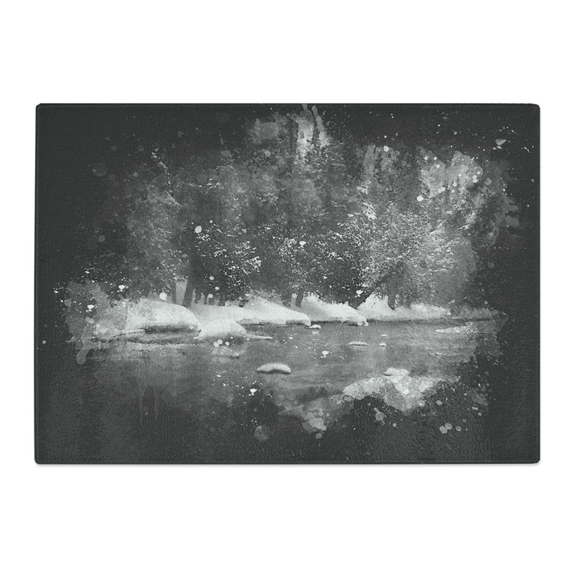 Winter Forest and Lake Chopping Board, 28.5cm W x 39cm L