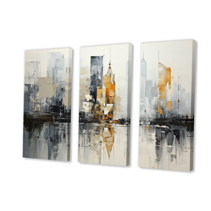 «Abstract Cityscape IV», impression sur toile tendue 3 pièces, H 28 po x l 36 po