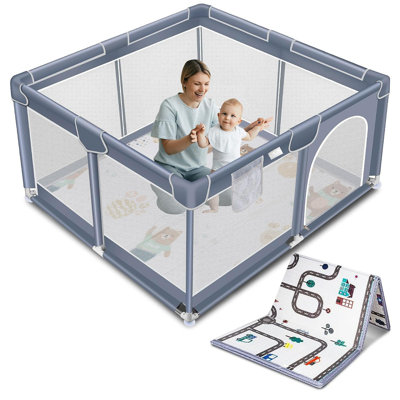 Baby Playpen, Play Pen For Kids Activity Center, Large Baby Playard For Indoor And Outdoor, Sturdy Safety Baby Fence With Soft Breathable Mesh For Toddler