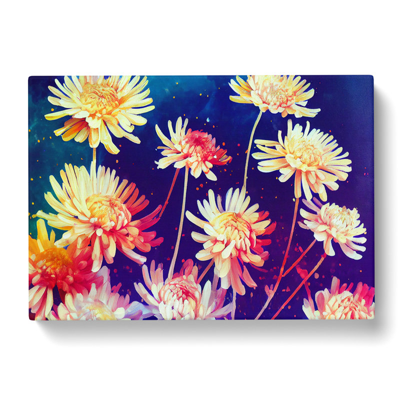 Vibrant Chrysanthemum Flowers - Wrapped Canvas, 50cm H x 76cm W x 3cm D