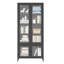 Grande armoire de rangement en métal avec 4 portes vitrées et 5 tablettes latérales