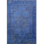 Tapis tissé de couleur bleu foncé lavable à motif traditionnel-119151762