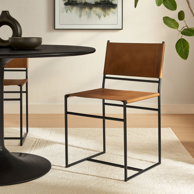 Chaise en cuir et métal Thatcher