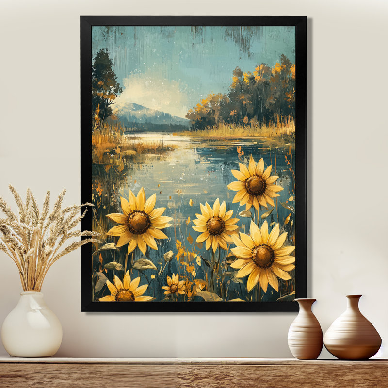 Dumitra - Floral Canvas Wall Art, H 32 po x l 24 po, Noir, Reproduction encadrée d'une seule photo