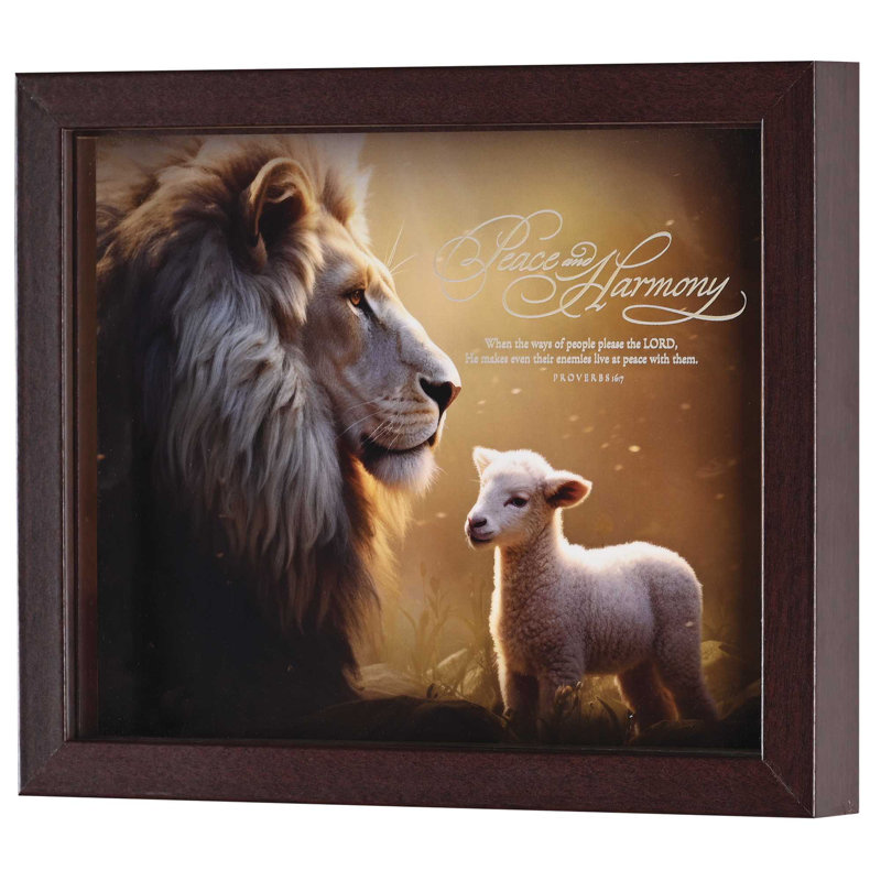 Framed Art Peace Harmony Lion Lamb