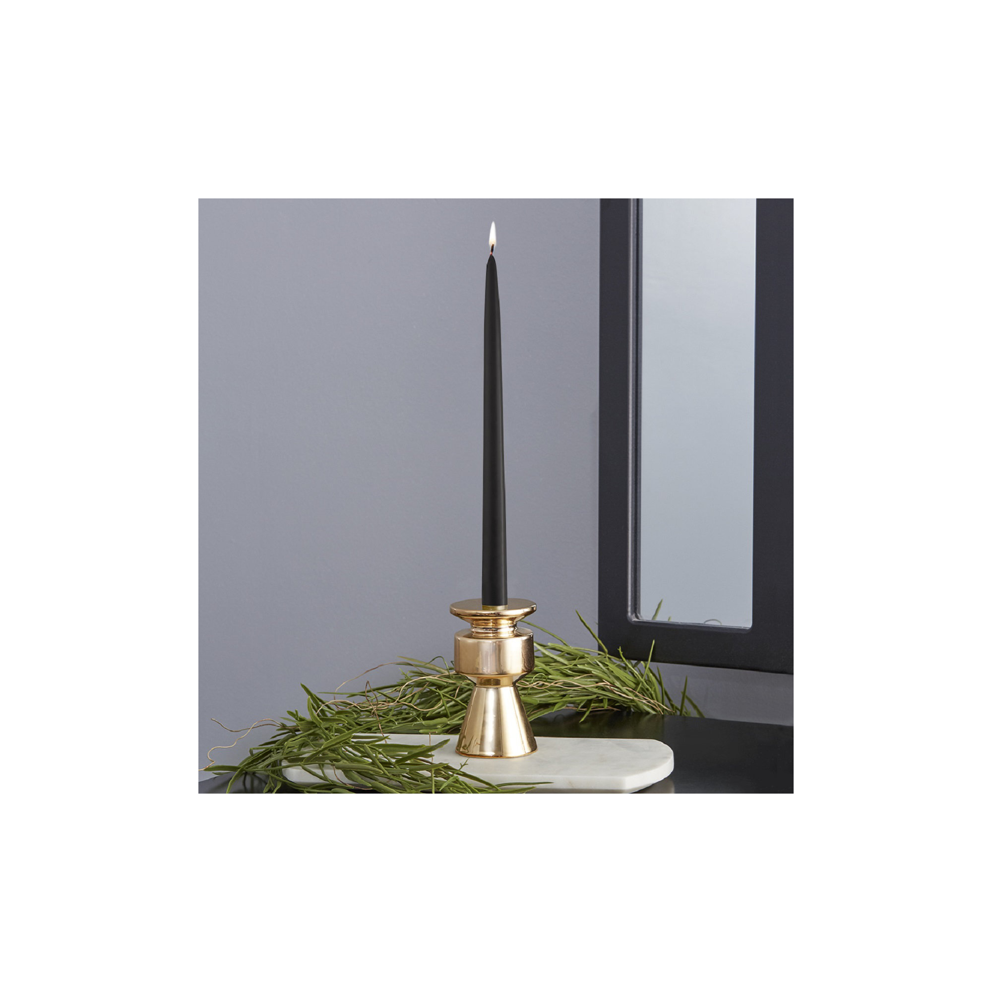 12 Piece Unscented Taper Candle Set, 12" H x 0.88" W x 0.88" D, Black