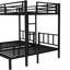 Space - Saving Metal Triple Bunk Bed Twin Over & Queen Black Detachable With Guardrails And Structure For Robustness Slats