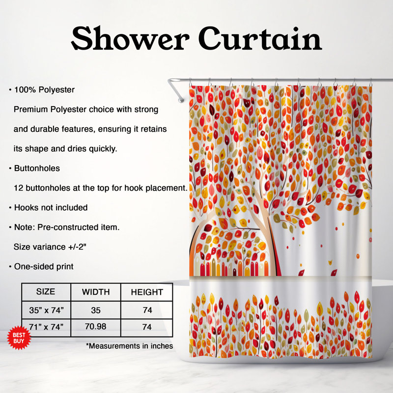 Rideau de douche Folk Art Flourish - Premium, H 74 po x l 71 po