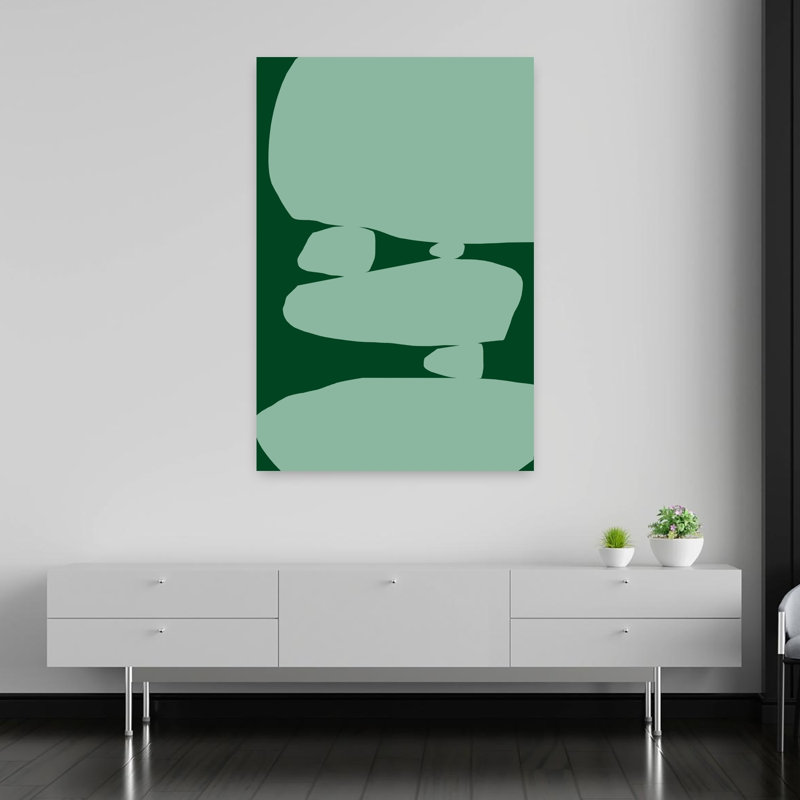 Reproduction d'art mural équilibré avec pierres vertes abstraites, 60" H x 40" W