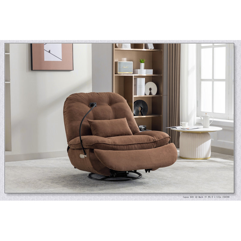 Fauteuil oscillant inclinable électrique avec chargeur USB et lecteur de musique Bluetooth pour le sommeil, le travail et les loisirs