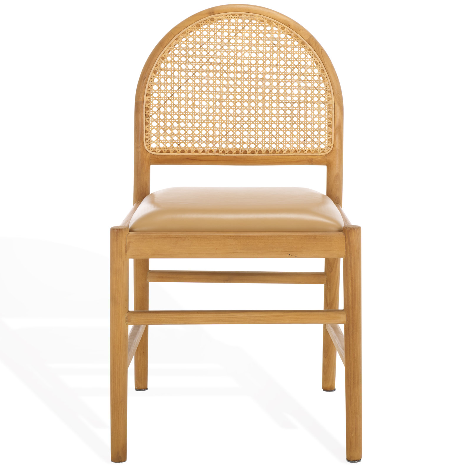 Ottavia Rattan And Leather Dining Chair, Natural Leather, Natural