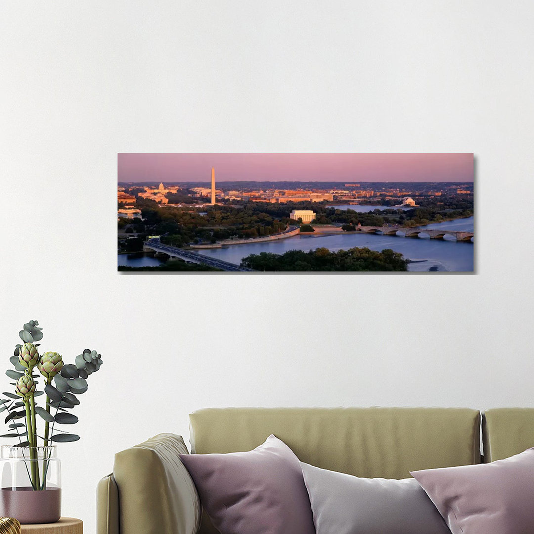 Aerial, Washington DC, District Of Columbia, USA - Wrapped Canvas Panoramic Print