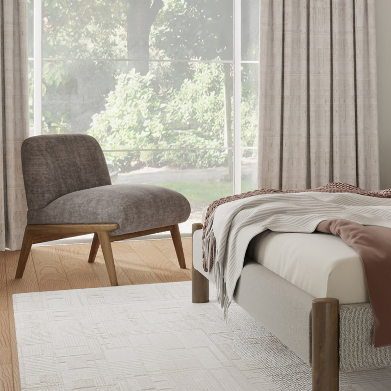 Chaise d'appoint contemporaine en velours et bois massif - Taupe foncé et noyer, Brun