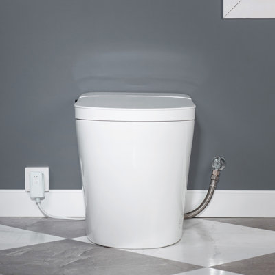 Toilette intelligente sans fonction bidet, couvercle à ouverture / fermeture automatique, capteur de pied, chasse d'eau automatique, chasse d'eau en cas de panne de courant, siège chauffant, facile à installer