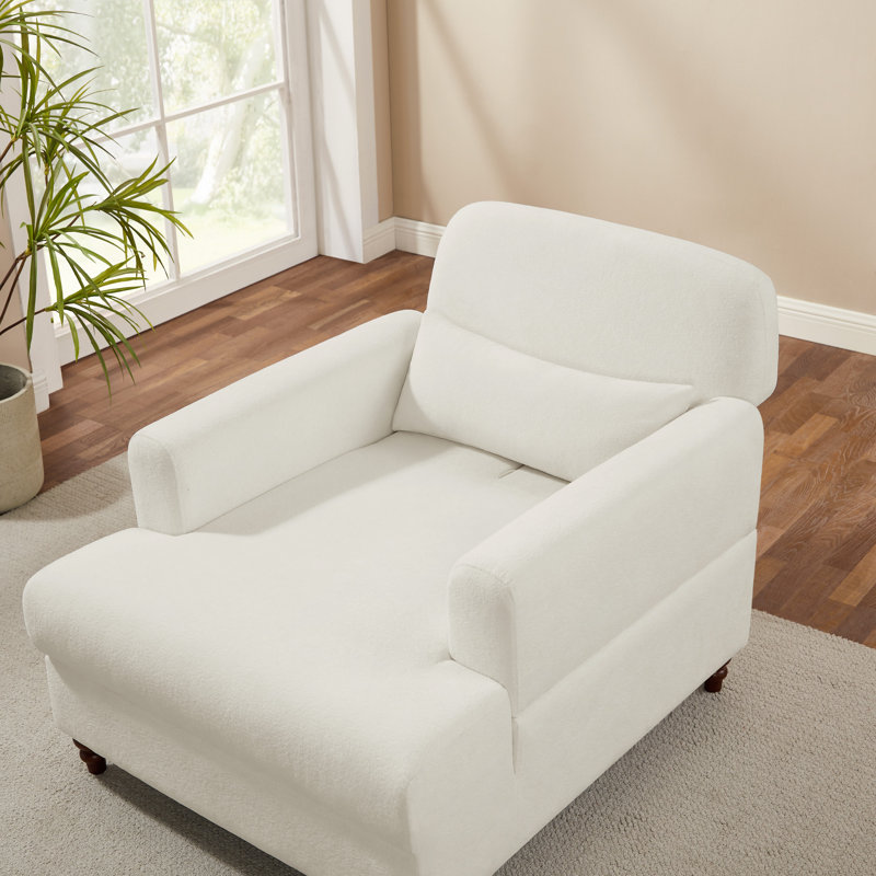 36‘’ Modern Upholstered Indoor Chaise Lounge, Set Of 2, White