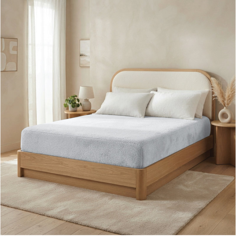 Teddy Fleece Fitted Sheet, Super King (6'), White