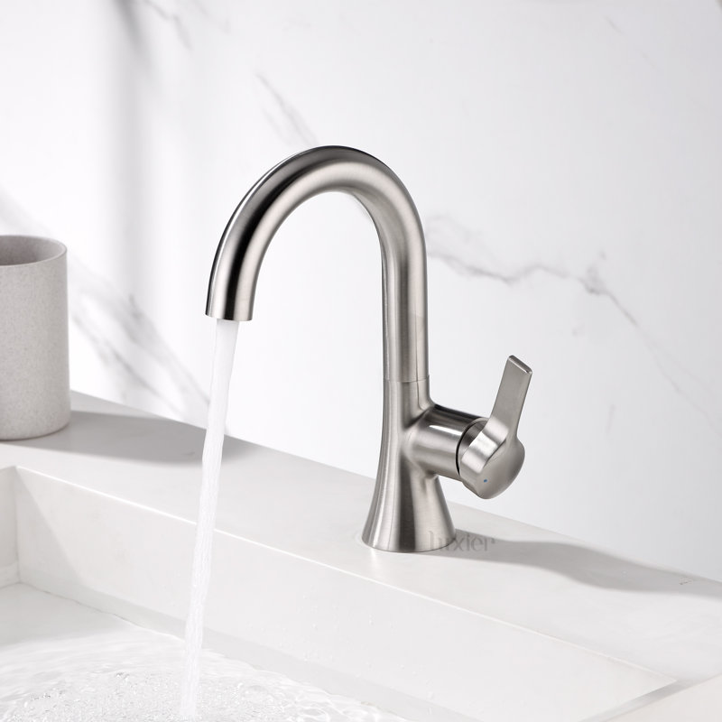 Robinet de salle de bain monotrou avec drain BSH11, Nickel brossé
