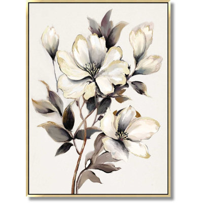 Art mural sur toile GiIeds Whisper Floral - 35 po x 47 po - Cadre doré