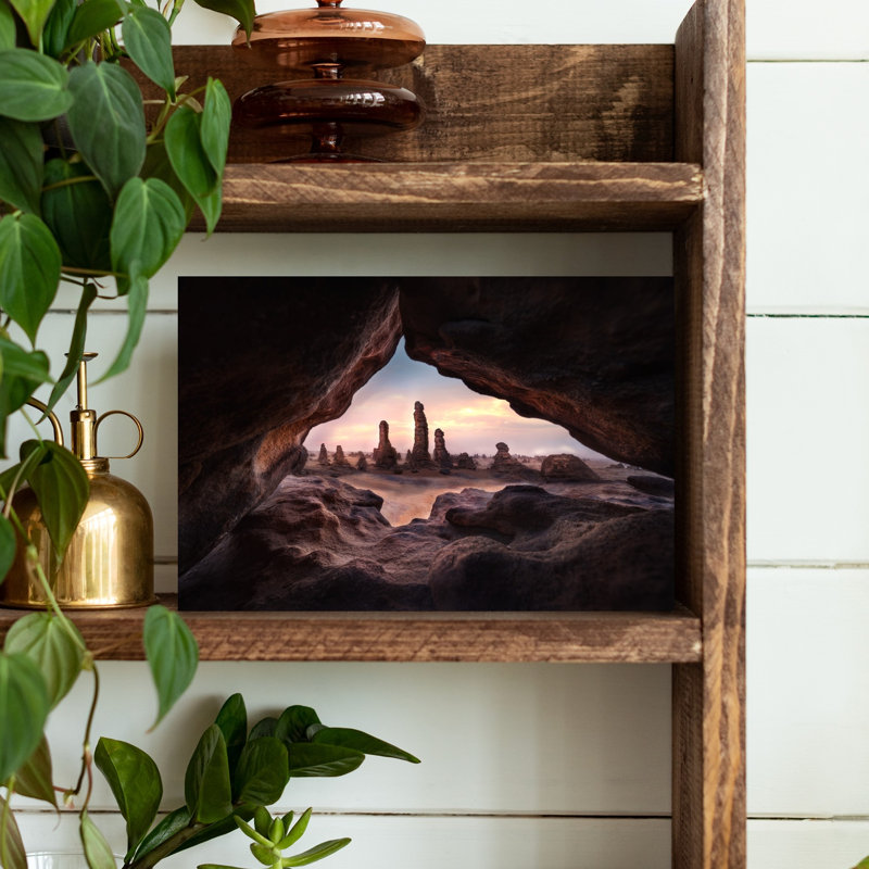 Ancient Desert Pillars Colorful Dramatic Peaceful Landscape Nature Wall Art Print 1 Piece Wrapped Canvas Wall Art
