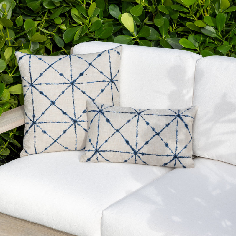 Trilogy Throw Square Indoor/Outdoor Pillow Cover & Insert by Elaine Smith, Indigo, 22"H x 22"W