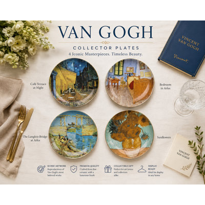 Waterside 4pc Vincent Van Gogh Porcelain Plate Set