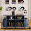 Tourne-disque rond, armoire de rangement en vinyle, bleu Mid-Century moderne