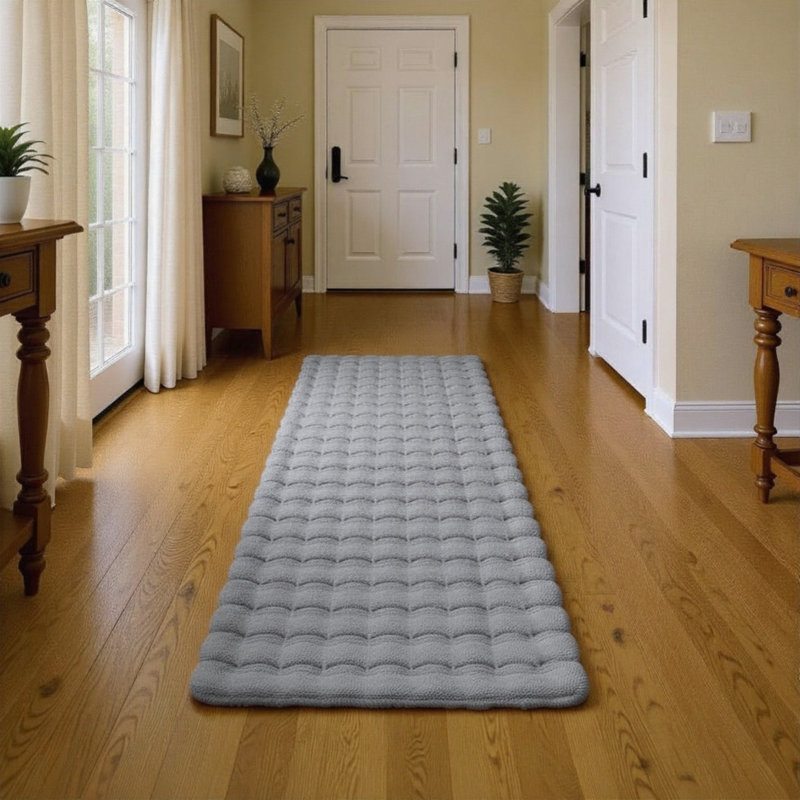 Solid Colour Knitted Area Rug, Runner 60 x 200 cm, Grey