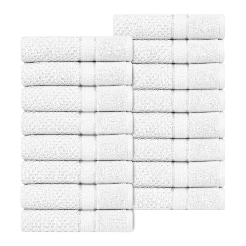 Collection de serviettes de bain texturées 100% coton Obed, Serviettes de bain - paquet de 16, Blanc