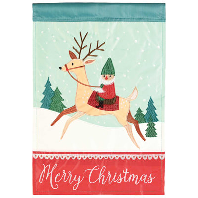 Drapeau de jardin en polyester 18 x 13 po Deer Merry Christmas