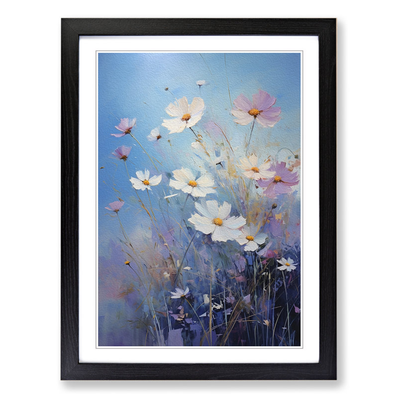 Cosmos Floral Art - Framed Print, 34cm H x 25cm W, Black Framed