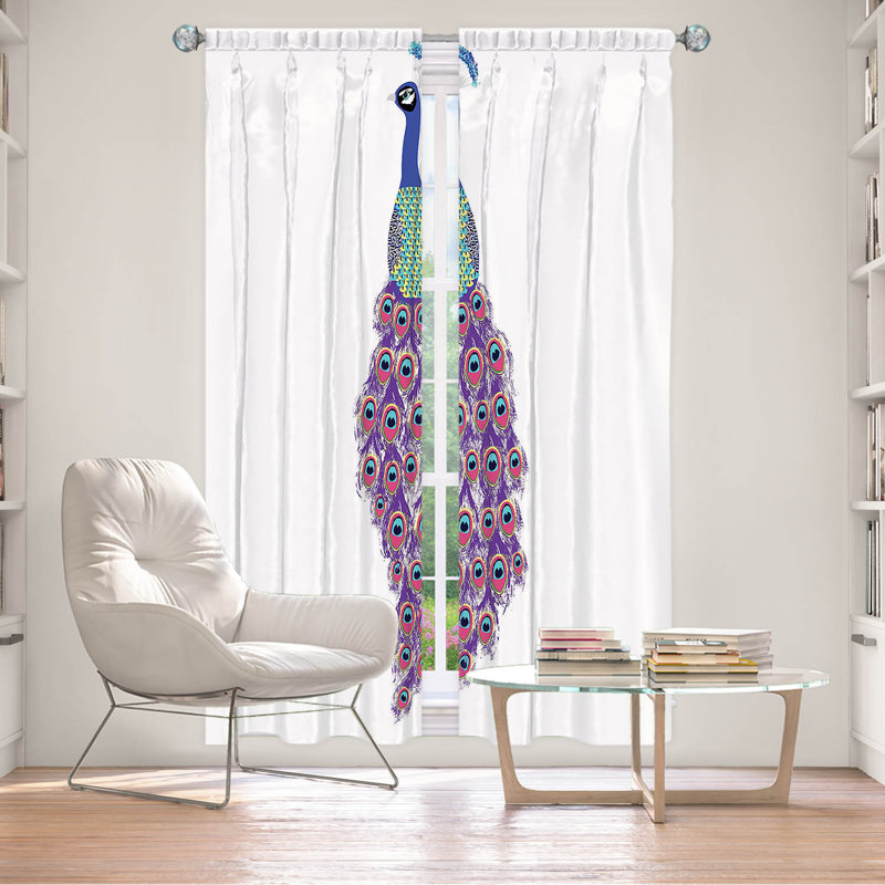 Room Darkening Curtain Pair, 20" W x 52" L, Peacock White
