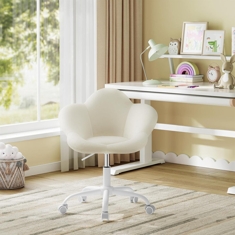 Velvet Office Chair, White