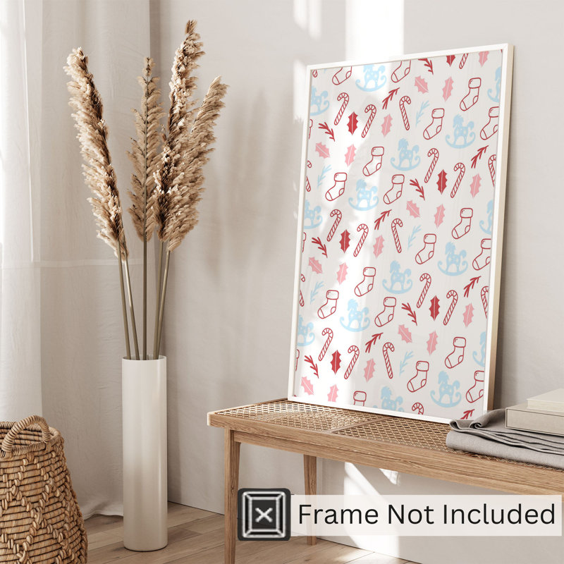 «Holiday Christmas Candy Cane», reproduction d'art moderne sans cadre, H 20 po x l 16 po