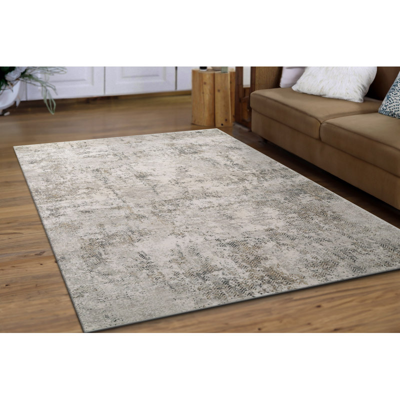 Tapis de zone ivoire Shaniya, Rectangle 2 pi x 3 pi 11 po