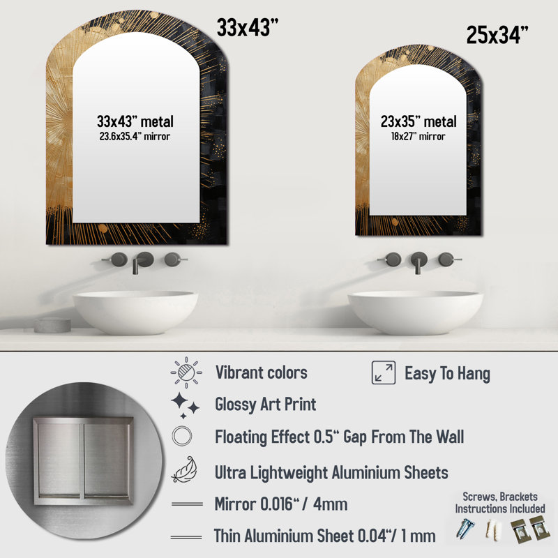 Miroir mural A Shower Of Golden Fireworks I - Beige Glam, 43 po x 33 po