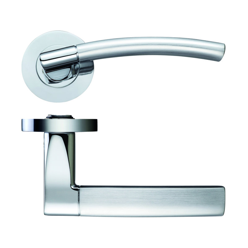 Amalfi Latch Door Handle, Satin Chrome/Polished Chrome