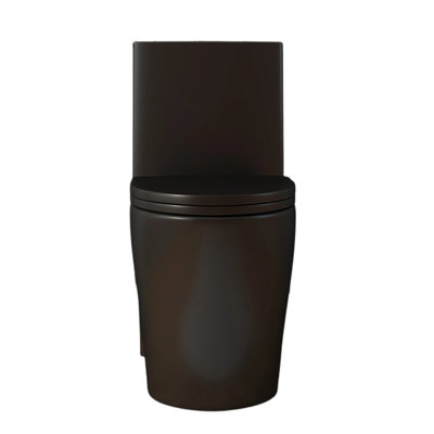 1.1/1.6 GPF Tornado Flush One-Piece Toilet for bathrooms,Siphonic S-trap 12",Elongated Bowl with Soft Close Seat,Powerful Dual Flush MAP 1000g,Comfort Chair Seat ADA Height 17",Glossy (Black)