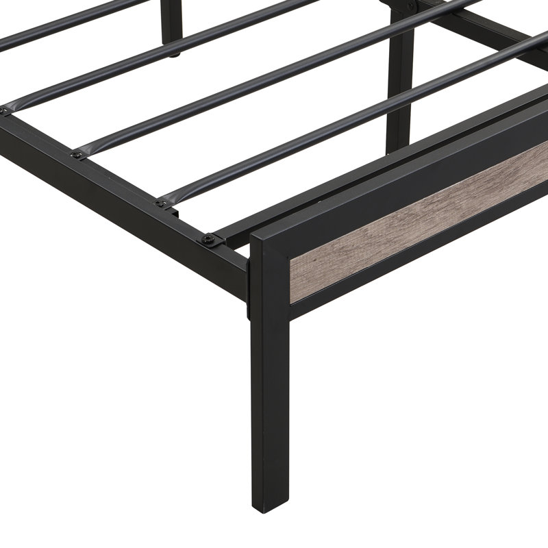 Structure de lit plateforme en métal avec tête de lit rembourrée avec fonction de rangement, doublure USB et pied de lit pour une utilisation confortable et pratique dans la chambre à coucher