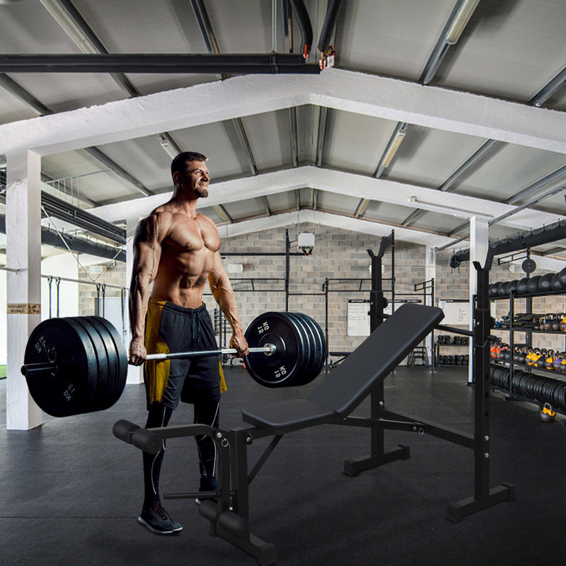 Banc de musculation, banc de pressage avec support à squat et banc de gymnastique olympique