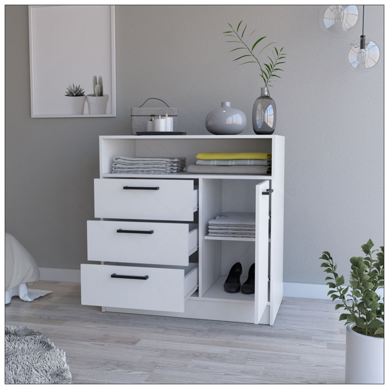 Commode 3 tiroirs avec armoire à porte Cresco