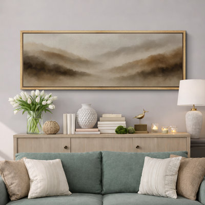 Large Framed Canvas Print Wall Art - Neutral Abstract Landscape Print for Minimalist Modern Wall Decor