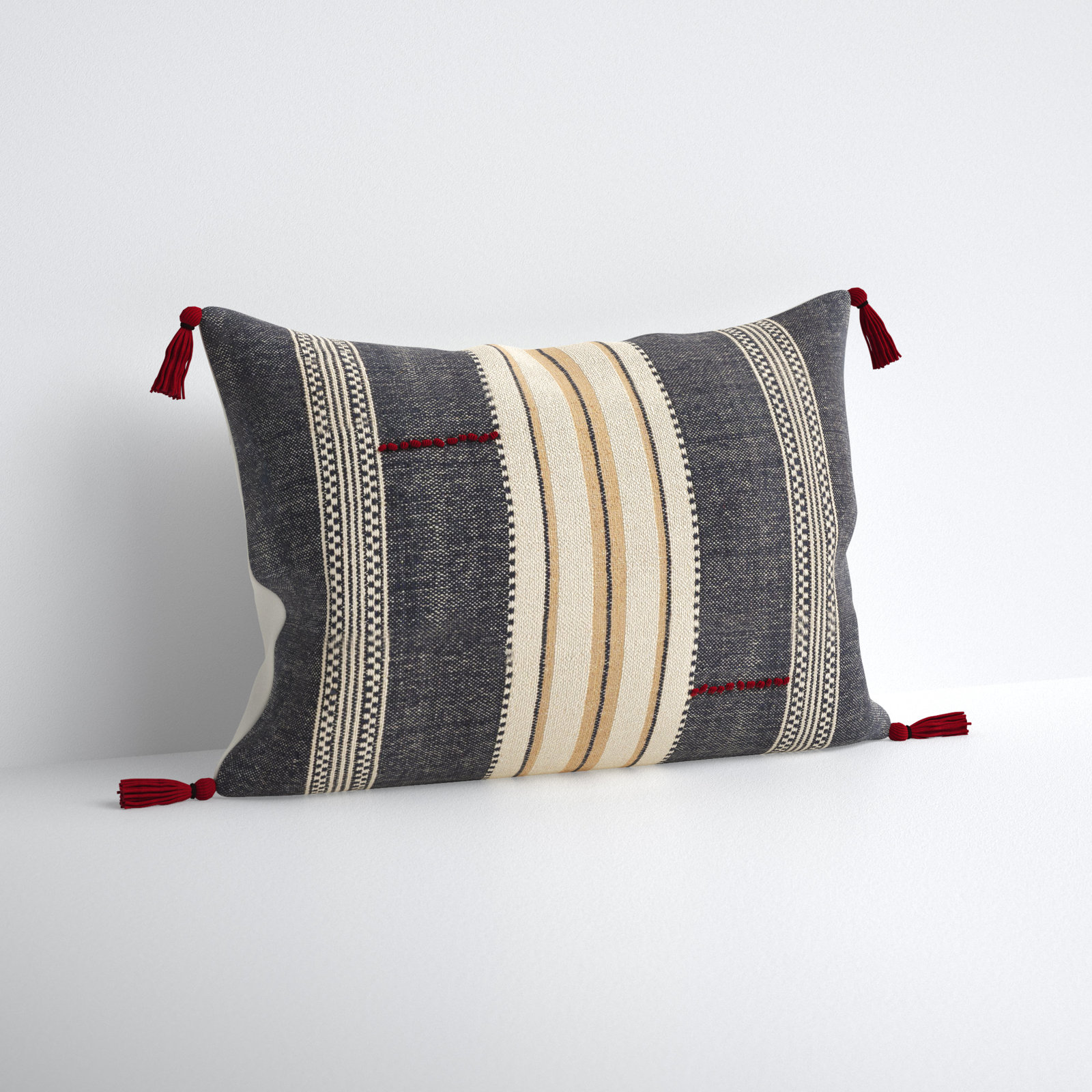 Gordon Tassels Cotton Lumbar Pillow Cover
