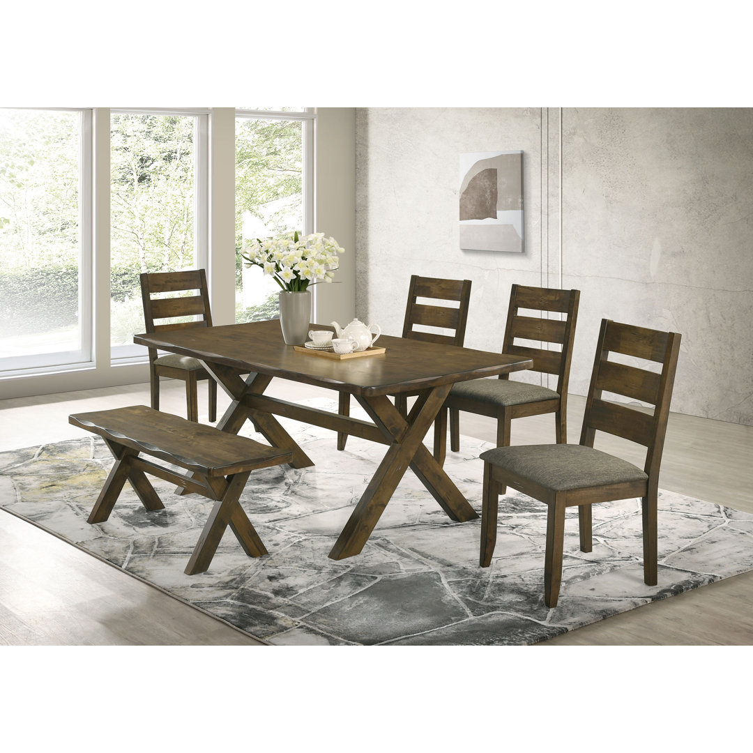 Derric 4 - Person Solid Wood Solid Wood Top Trestle Dining Set Loon Peak®