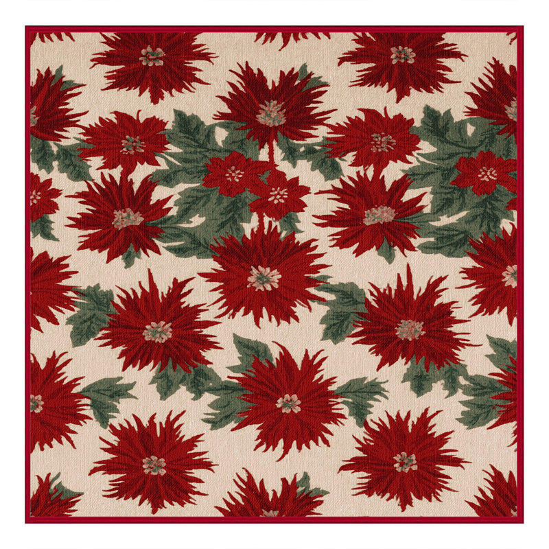 Tapis rouge botanique lavable à la machine, Carré 7 pi