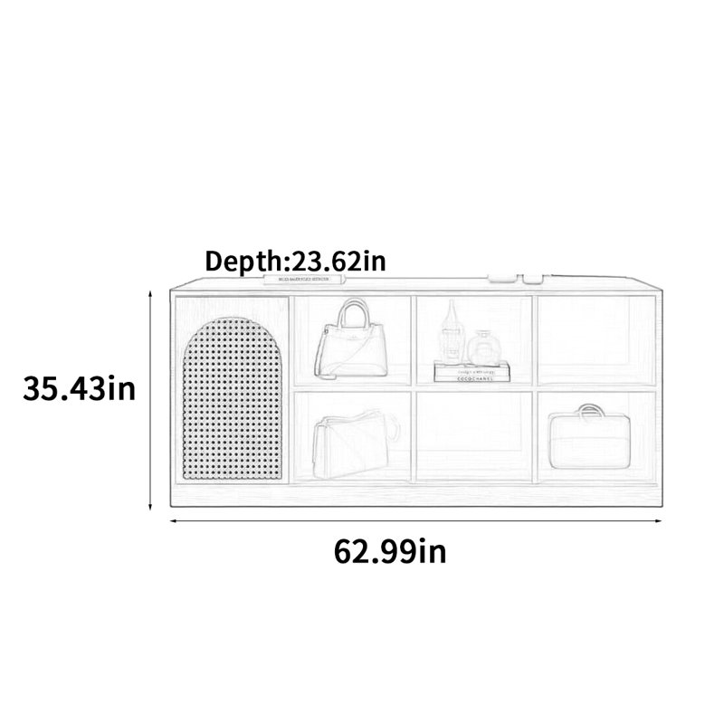 Vitrine moderne et simple, H 35,43 po x l 62,99 po x P 23,62 po