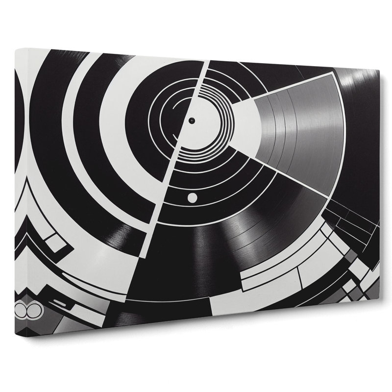 Abstract Vinyl Record - Wrapped Canvas Painting, 50cm H x 76cm W x 3cm D
