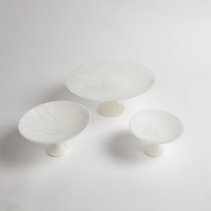 Alabaster Compote, 5.25" H x 12" W x 12" D
