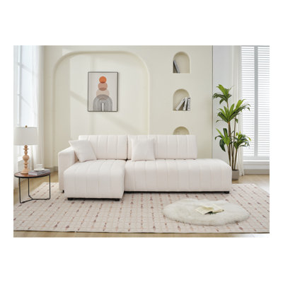 Jessica Lamb Wool Left Facing Sectional Sofa with Chaise