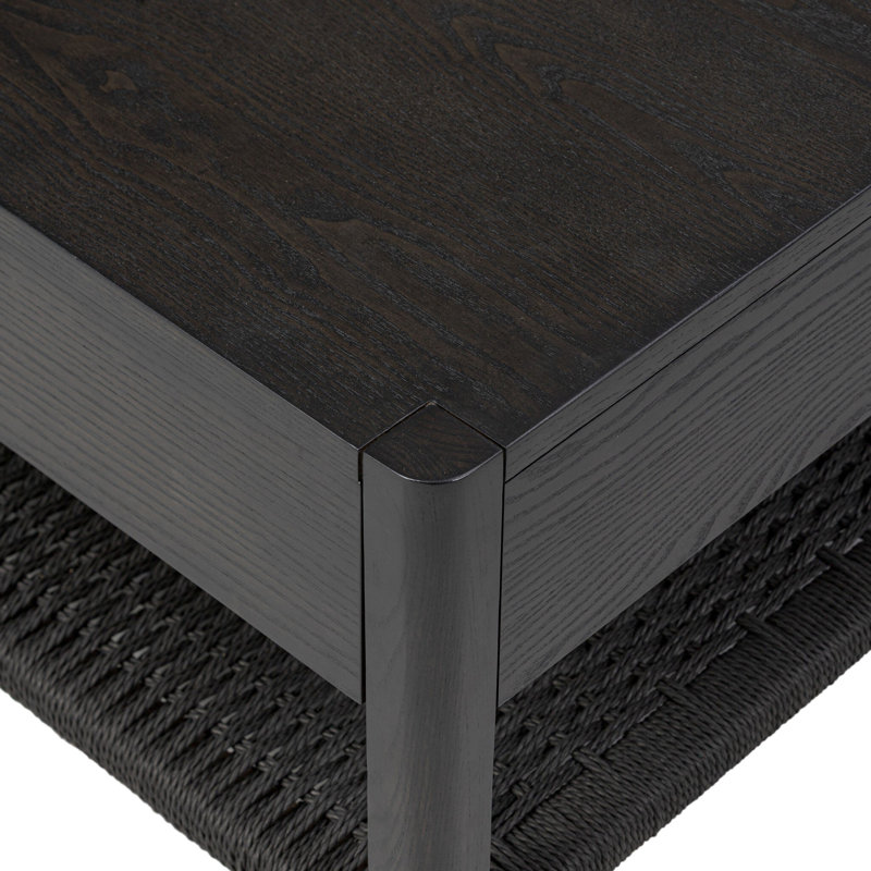 Zuma Solid Wood Coffee Table, Smoked Black Ash